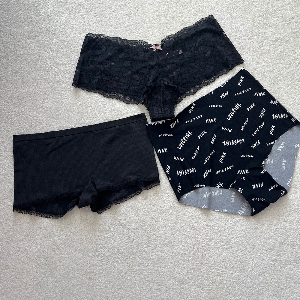 NWOT Victoria’s Secret 3-Pack Black Underwear XL